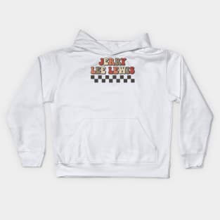 Jerry Lee Lewis Checkered Retro Groovy Style Kids Hoodie